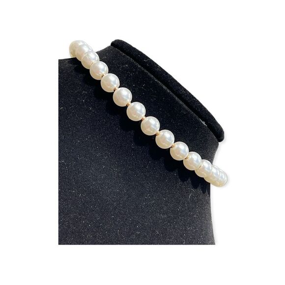 Fashion Costume Jewelry Plastic Pearl Cream Chocker Earring Set - Picture 2 of 6